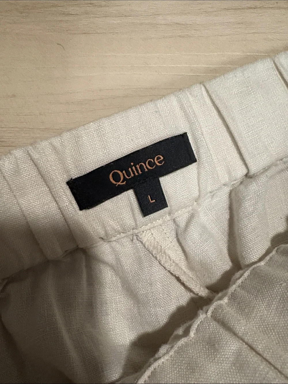 Quince 100% European Linen Pull On Relaxed Pants Cream Large minimalist neutral